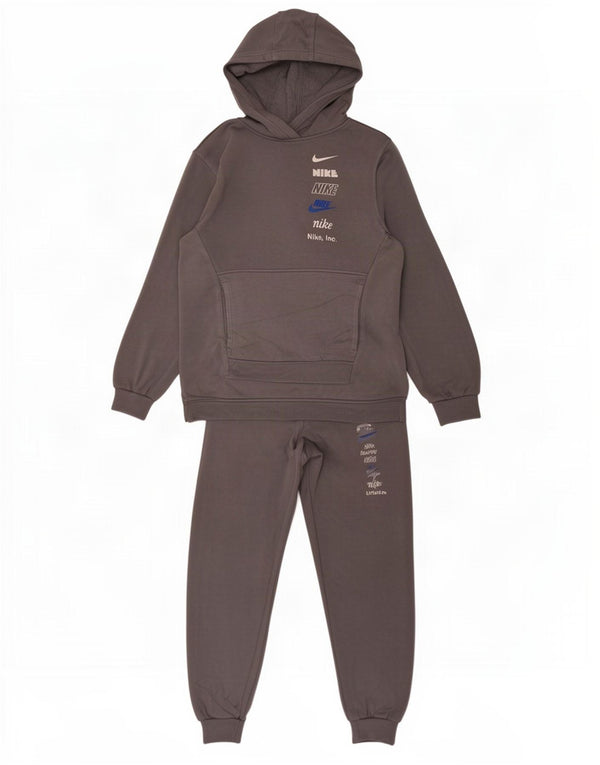 Nike Boys Hooded Graphic Full Tracksuit 12-13 Years Large Grey Cotton