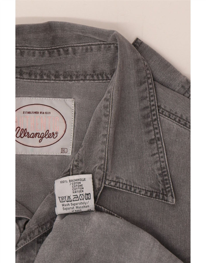 Wrangler Mens Denim Shirt XL Grey Cotton