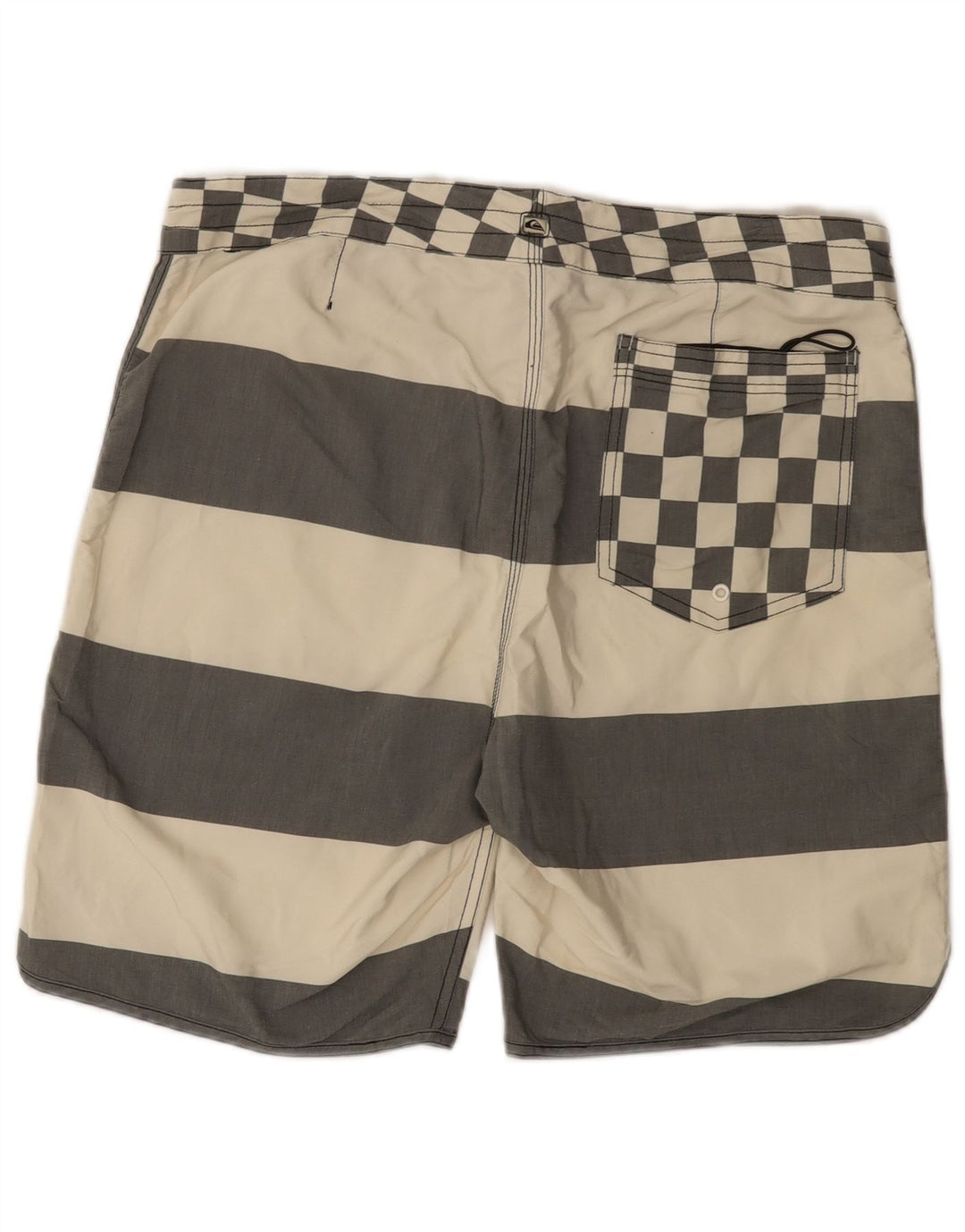 Quiksilver Mens Swimming Shorts Large  Off White Striped Polyester
