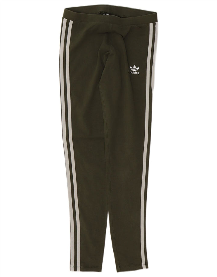 Adidas Womens Leggings UK 8 Small Khaki Cotton