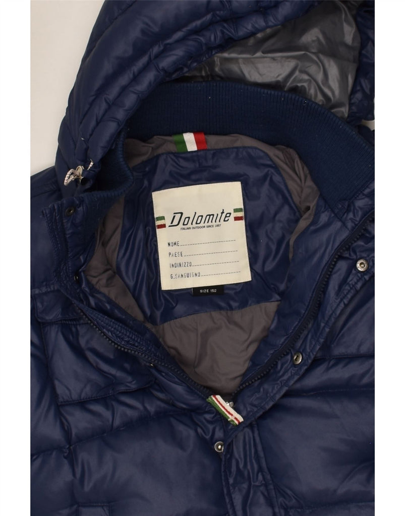 DOLOMITE Boys Hooded Padded Jacket 11-12 Years Navy Blue Polyester | Vintage Dolomite | Thrift | Second-Hand Dolomite | Used Clothing | Messina Hembry 