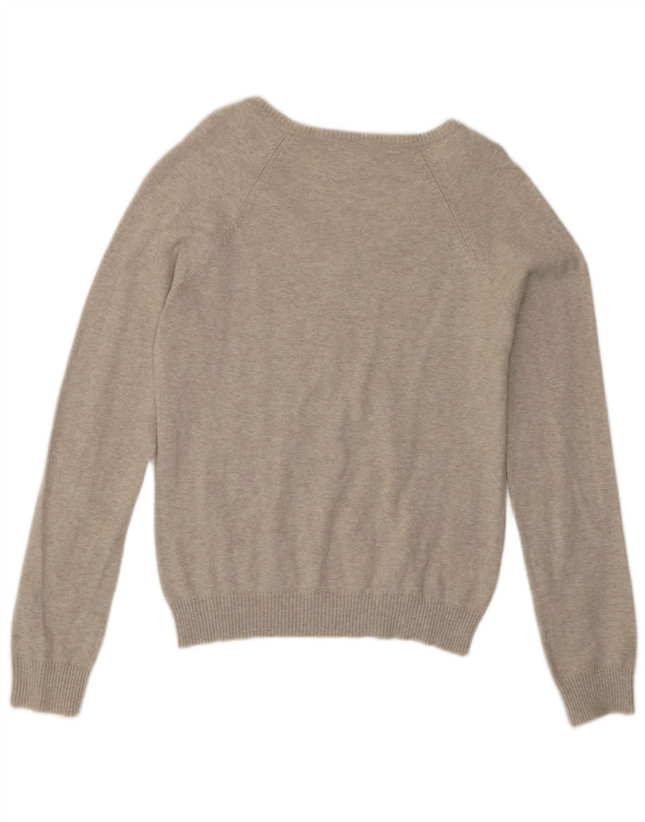 Zara Womens V-Neck Jumper Sweater UK 14 Large Beige