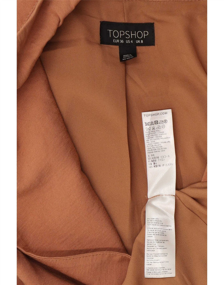 Topshop Womens Blazer Jacket UK 8 Small Beige Viscose