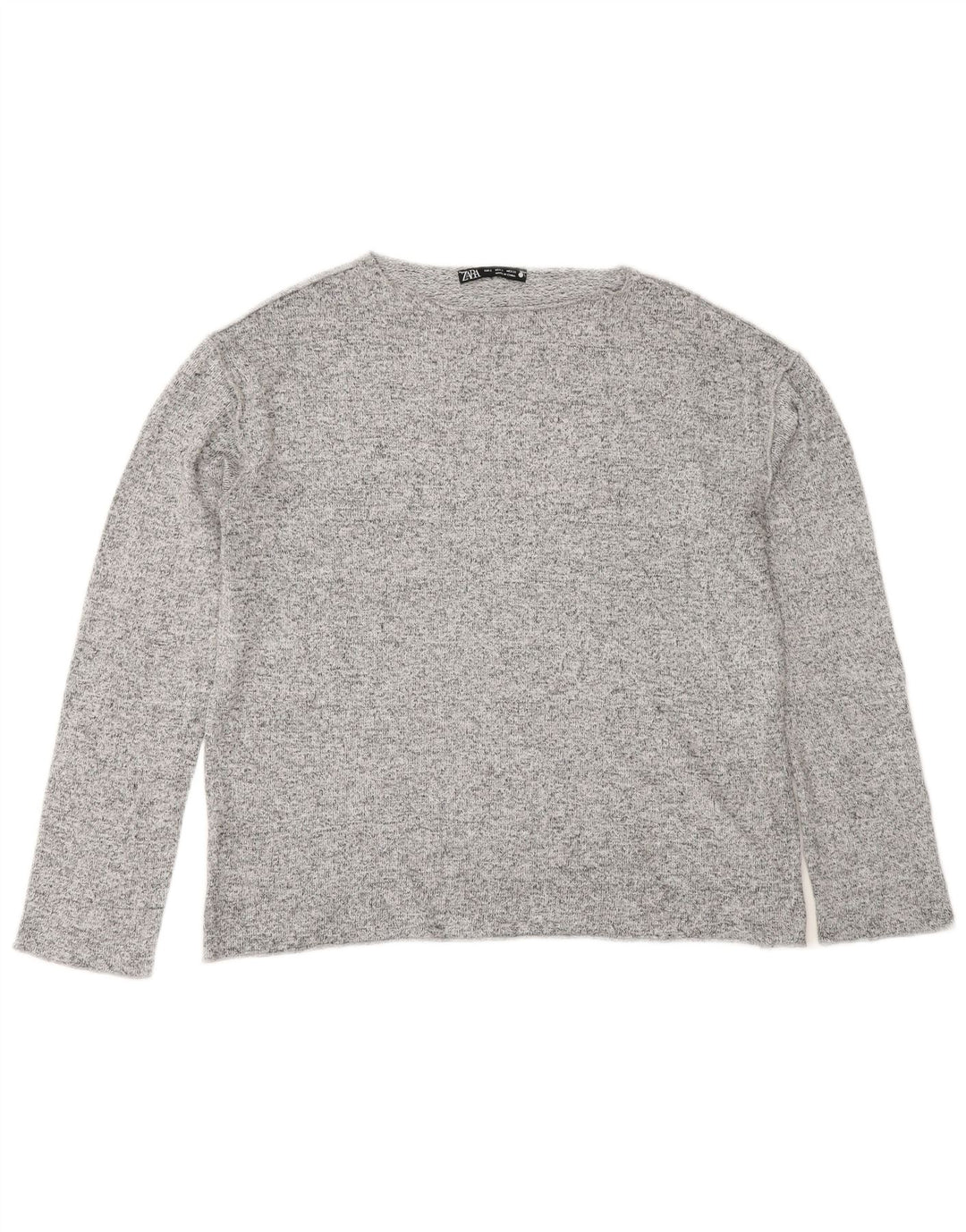 Zara Womens Top Long Sleeve UK 10 Small Grey Flecked Viscose