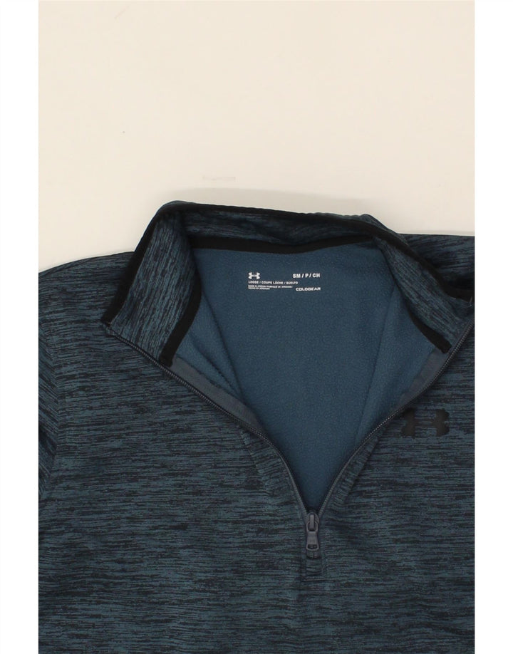 UNDER ARMOUR Mens Cold Gear Zip Neck Fleece Jumper Small Navy Blue Vintage Under Armour and Second-Hand Under Armour from Messina Hembry 