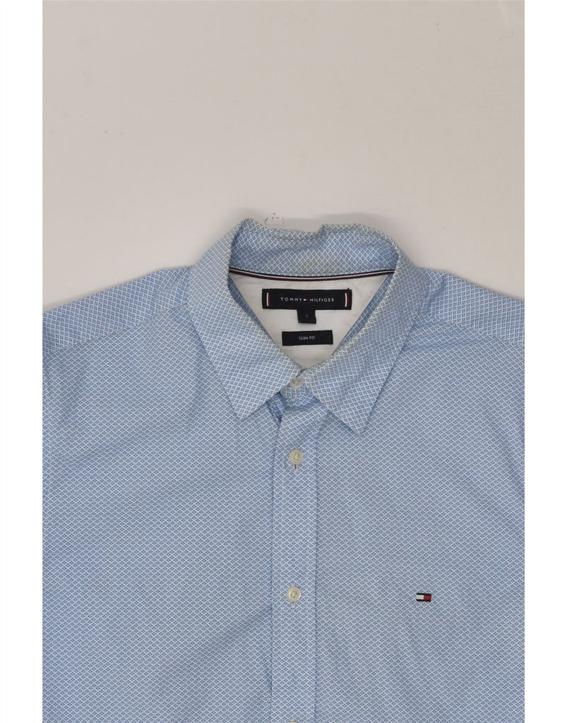 TOMMY HILFIGER Mens Shirt Small Blue Geometric Cotton | Vintage Tommy Hilfiger | Thrift | Second-Hand Tommy Hilfiger | Used Clothing | Messina Hembry 