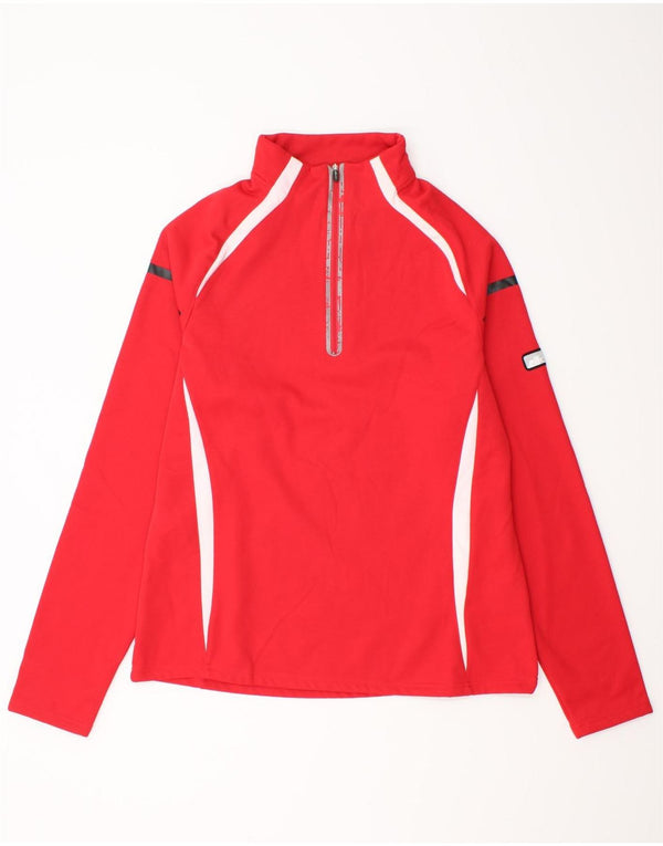 Ellesse Mens Zip Neck Sweatshirt Jumper XL Red Colourblock Polyester