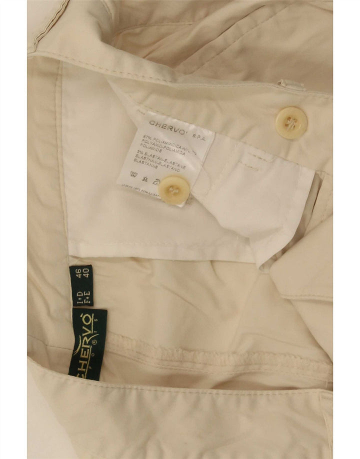 Chervo Mens Pegged Chino Shorts IT 46 Small W36 Off White Polyamide