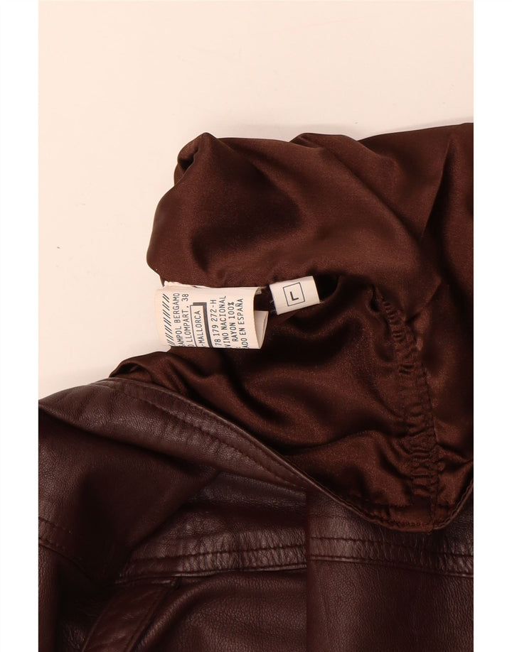 Vintage Mens Leather Waistcoat Large Brown Leather