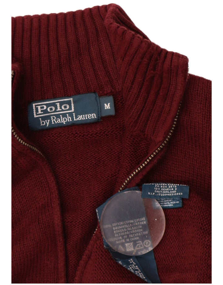 Polo Ralph Lauren Mens Zip Neck Jumper Sweater Medium Burgundy Cotton