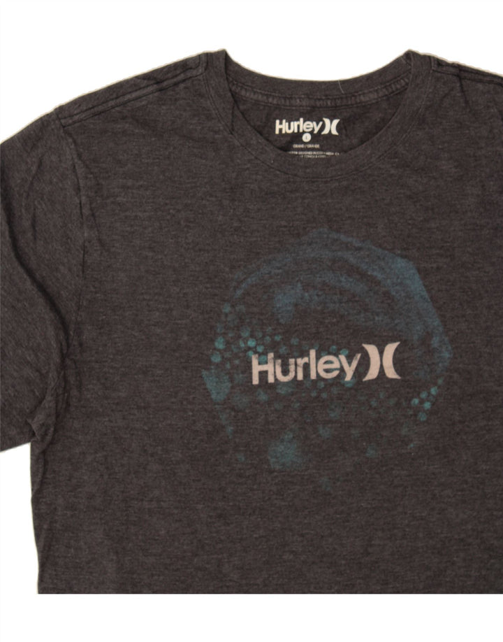 HURLEY Mens Graphic T-Shirt Top Large Grey Polyester Vintage Hurley and Second-Hand Hurley from Messina Hembry 