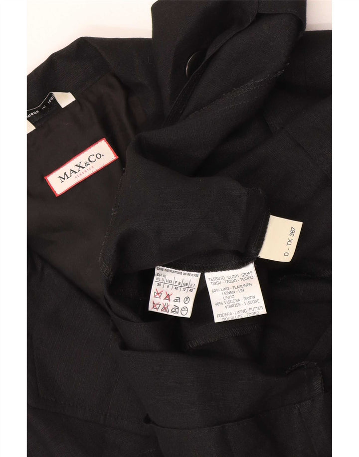 Max & Co. Womens 3 Button Short Sleeve Blazer Jacket UK 10 Small Black