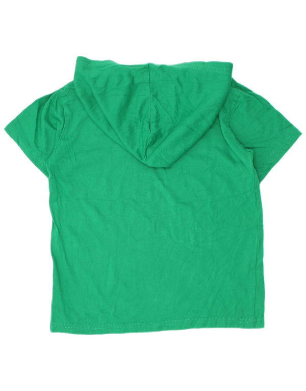 Champion Boys Hooded Graphic T-Shirt Top 6-7 Years Green Cotton