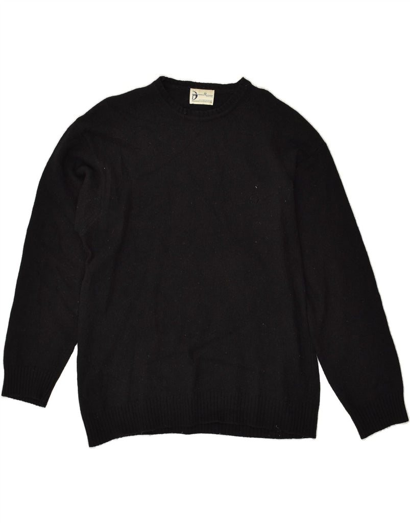 SERGIO TACCHINI Mens Crew Neck Jumper Sweater Medium Black Wool | Vintage Sergio Tacchini | Thrift | Second-Hand Sergio Tacchini | Used Clothing | Messina Hembry 