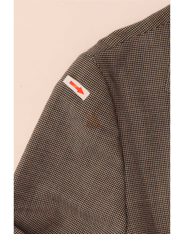 Zara Womens 4 Button Blazer Jacket EU 42 Large Grey Houndstooth Polyester