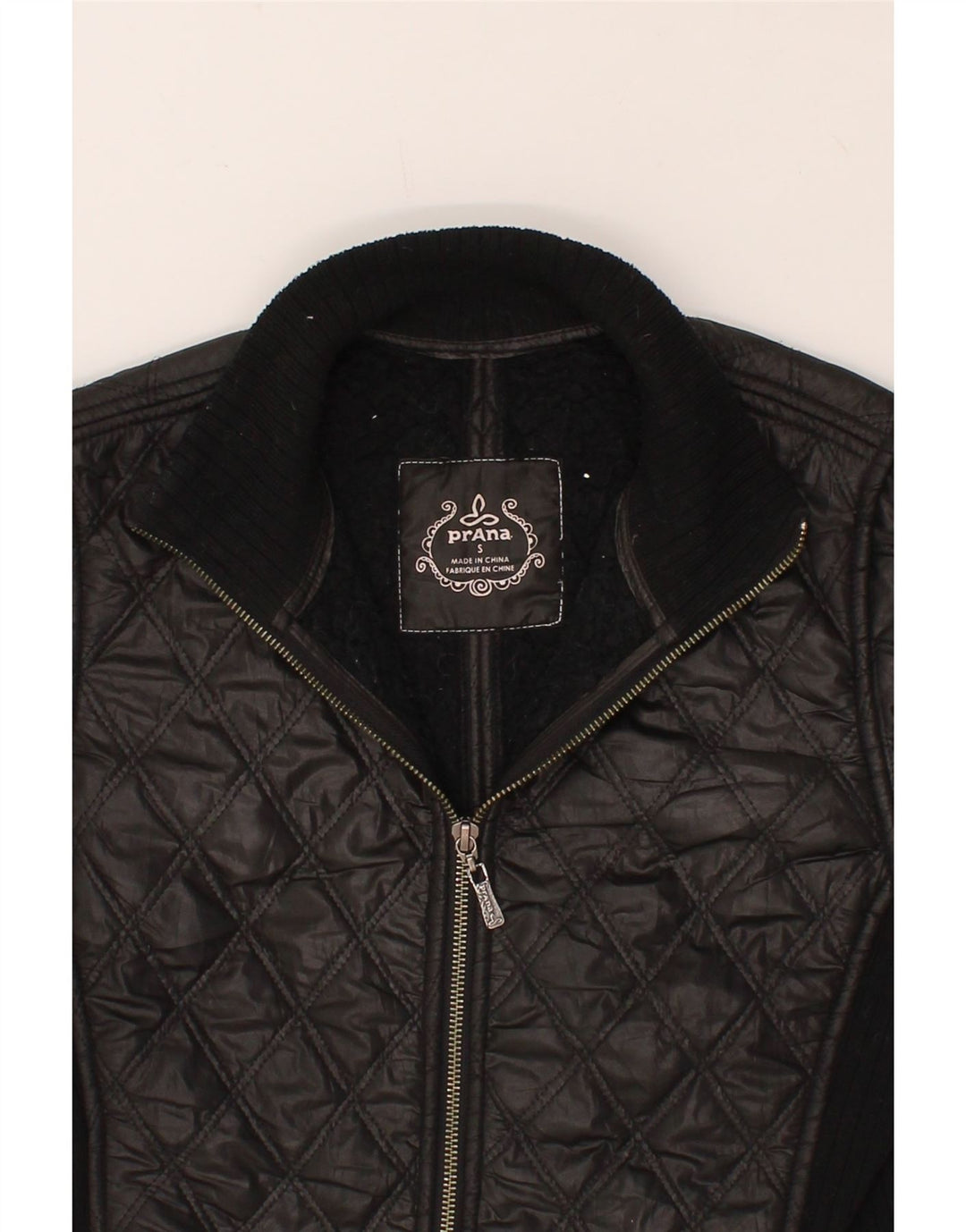 PRANA Womens Quilted Jacket UK 10 Small Black Polyester Vintage Prana and Second-Hand Prana from Messina Hembry 