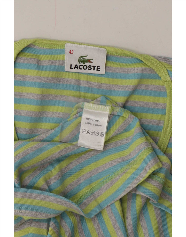 Lacoste Womens T-Shirt Top Size 42 Large Blue Striped Cotton