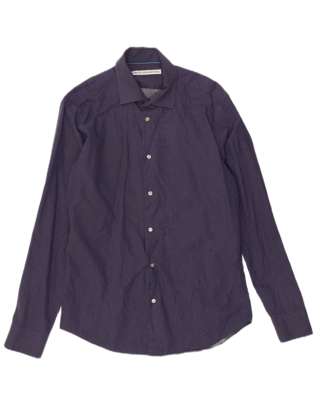 French Connection Mens Shirt Size 15 1/2 Medium Navy Blue Geometric Cotton