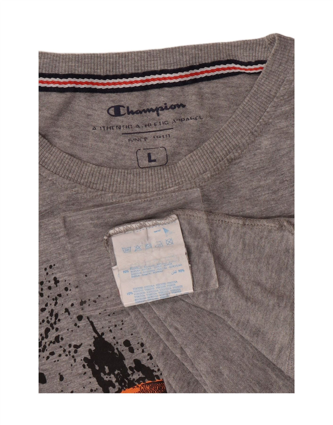 CHAMPION Mens Graphic T-Shirt Top Large Grey Cotton Vintage Champion and Second-Hand Champion from Messina Hembry 
