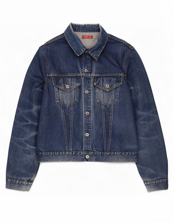 Replay Mens Denim Jacket UK 44 2XL Blue Cotton