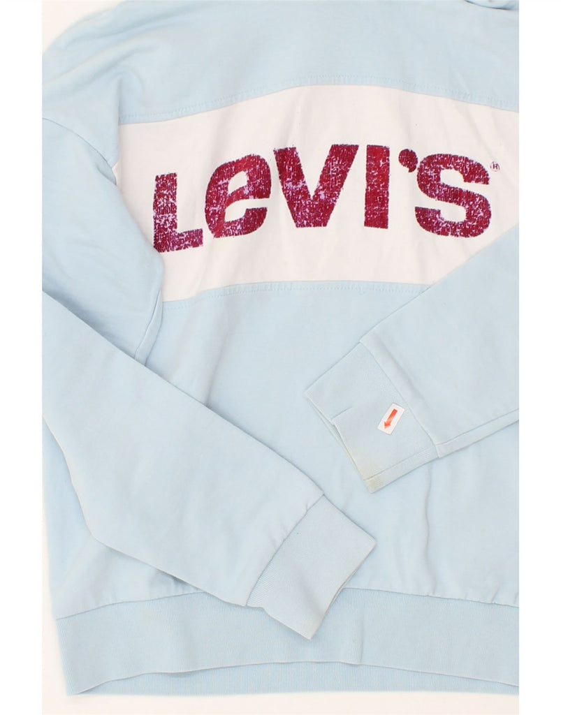 LEVI'S Girls Graphic Hoodie Jumper 11-12 Years Blue Colourblock Cotton | Vintage Levi's | Thrift | Second-Hand Levi's | Used Clothing | Messina Hembry 