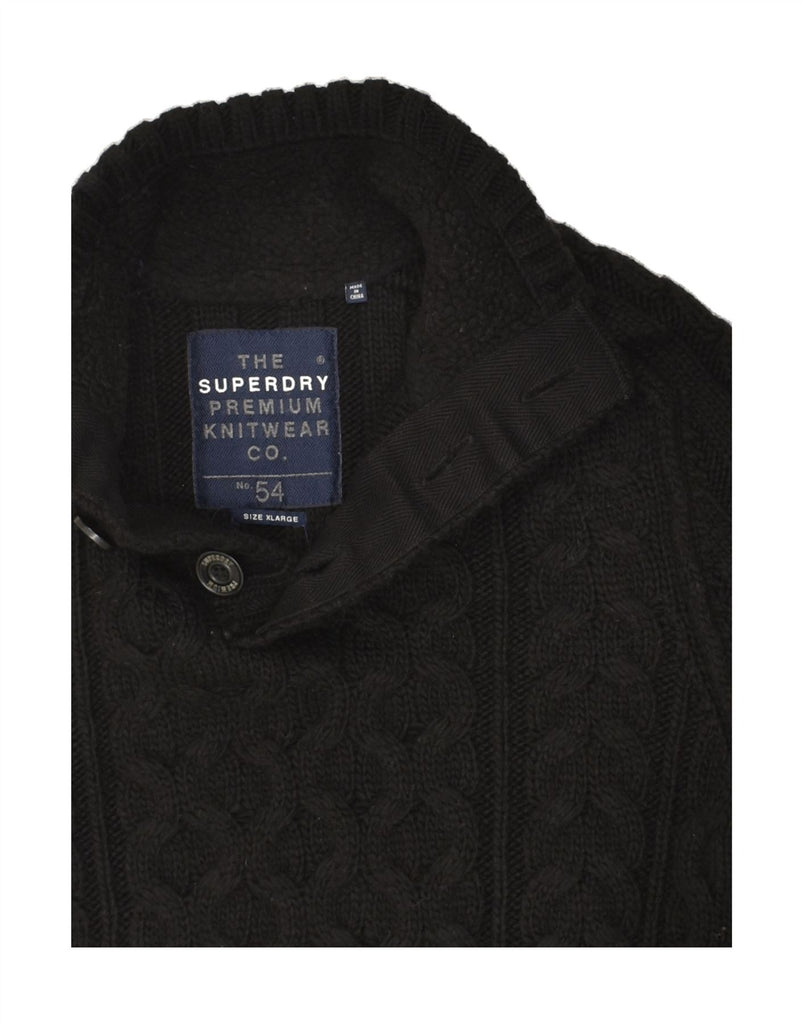 SUPERDRY Womens Button Neck Jumper Sweater UK 18 XL Black Acrylic | Vintage Superdry | Thrift | Second-Hand Superdry | Used Clothing | Messina Hembry 