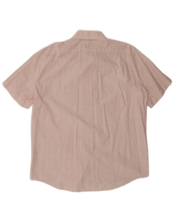 Lacoste Mens Short Sleeve Shirt Size 45 XL White Check Cotton