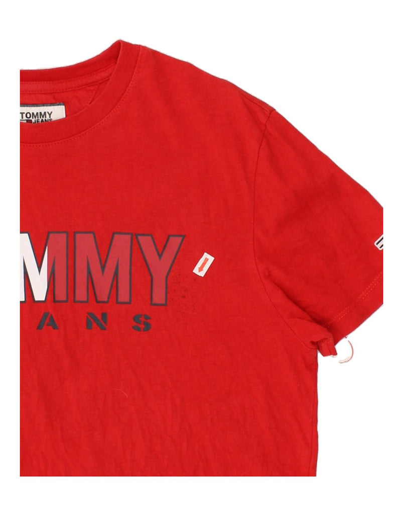 TOMMY HILFIGER Womens Graphic T-Shirt Top UK 10 Small Red Cotton | Vintage Tommy Hilfiger | Thrift | Second-Hand Tommy Hilfiger | Used Clothing | Messina Hembry 