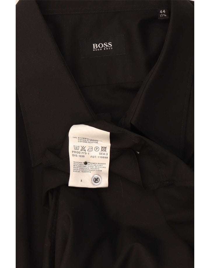 Hugo Boss Mens Shirt Size 44 17 1/2 XL Black Cotton