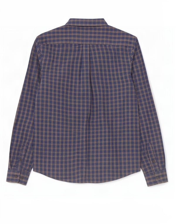 Penguin Mens Heritage Slim Fit Flannel Shirt Large Navy Blue Check Cotton