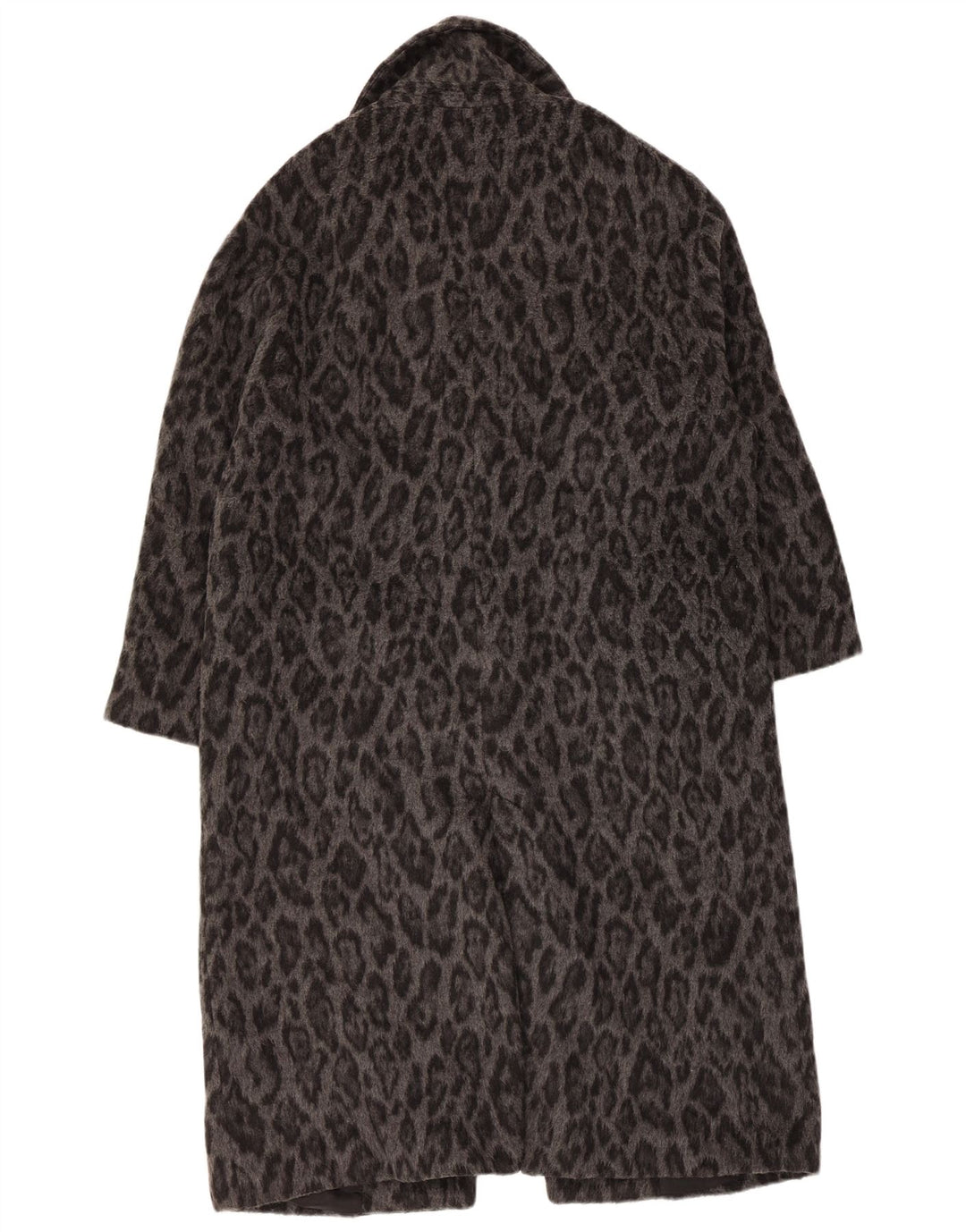 Zara Womens Oversized Overcoat UK 6 XS Grey Animal Print Wool