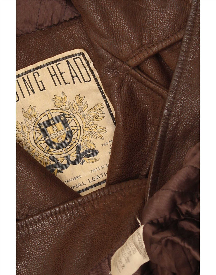 Vintage Womens Leather Coat UK 14 Medium Brown