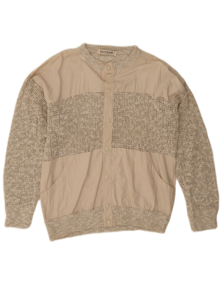Vintage Mens Cardigan Sweater Medium Beige Cotton