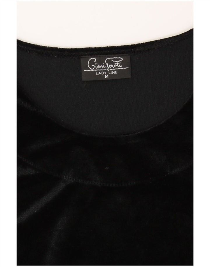 GIANI FEROTI Womens Velvet Bodysuit UK 14 Medium Black Polyester