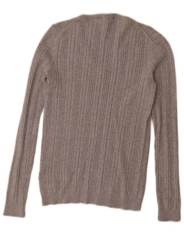 Crew Clothing Womens V-Neck Jumper Sweater UK 10 Small Grey Cotton