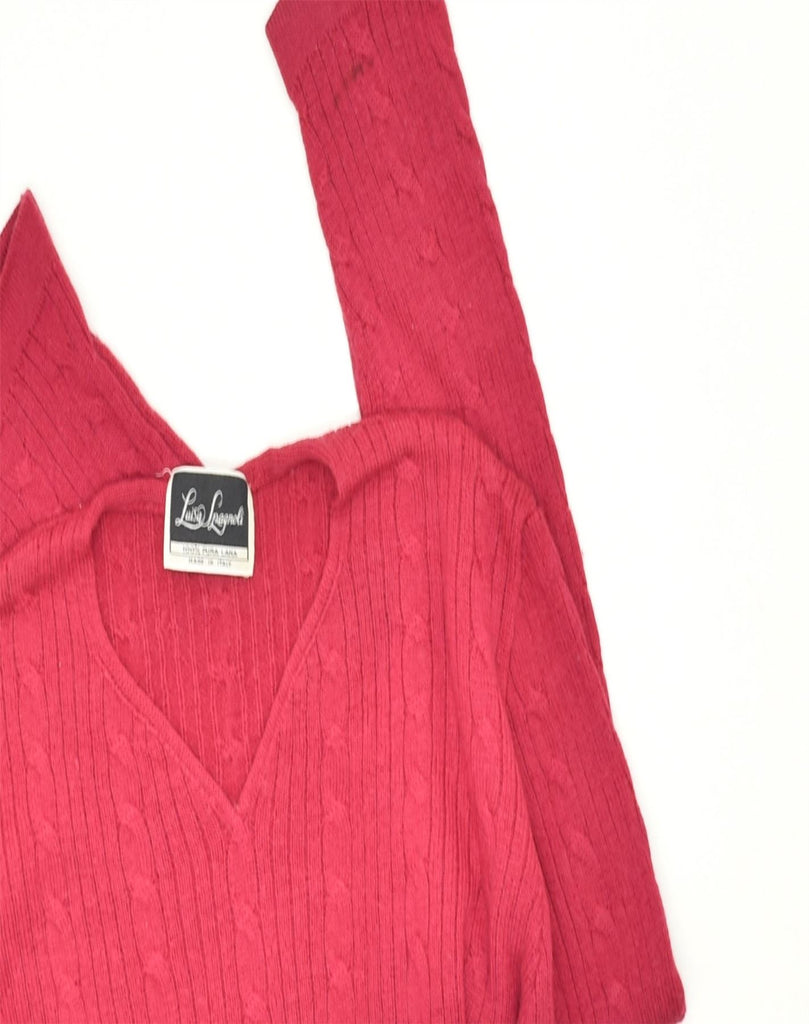 LUISA SPAGNOLI Womens V-Neck Jumper Sweater UK 14 Large Red Virgin Wool | Vintage | Thrift | Second-Hand | Used Clothing | Messina Hembry 