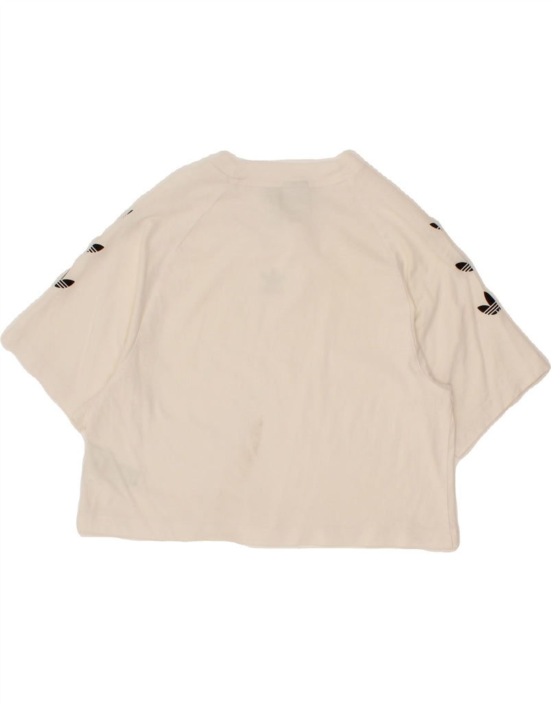 ADIDAS Womens Graphic Crop Top UK 12 Medium White Cotton Vintage Adidas and Second-Hand Adidas from Messina Hembry 