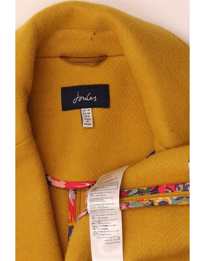Joules Womens Overcoat UK 10 Small Yellow Polyester Classic