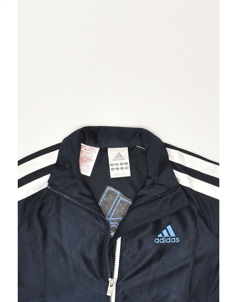 ADIDAS Boys Graphic Tracksuit Top Jacket 7-8 Years Navy Blue Polyester | Vintage Adidas | Thrift | Second-Hand Adidas | Used Clothing | Messina Hembry 