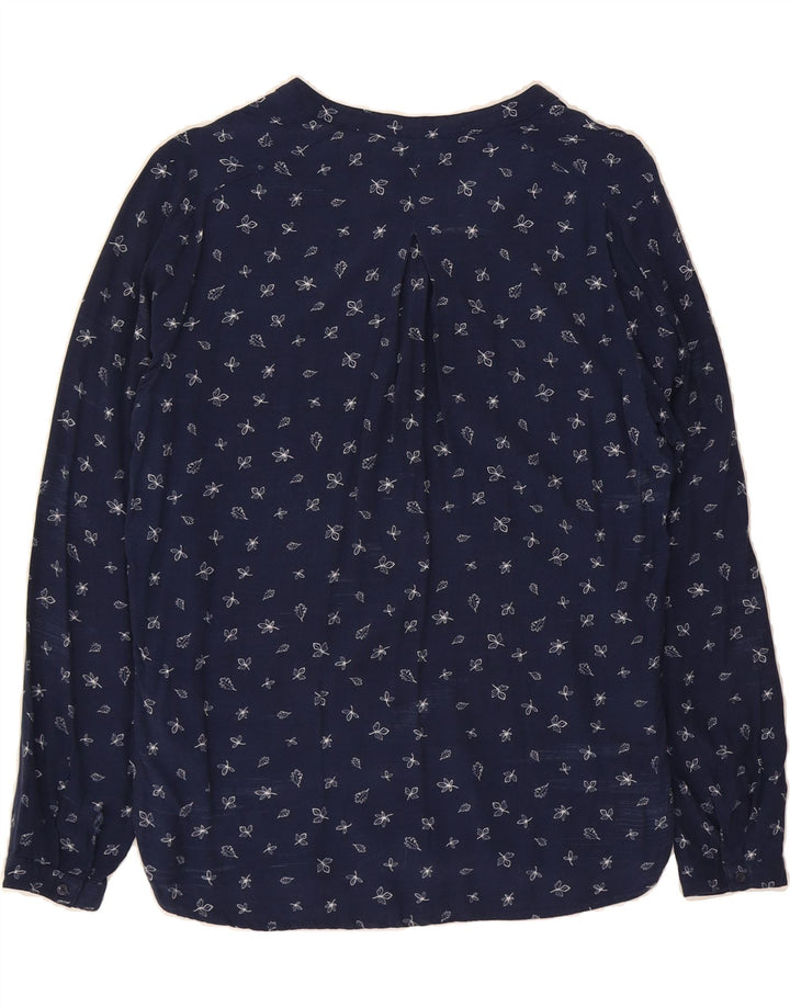 TOMMY HILFIGER Womens Long Sleeve Blouse Top US 8 Medium Navy Blue Floral Vintage Tommy Hilfiger and Second-Hand Tommy Hilfiger from Messina Hembry 