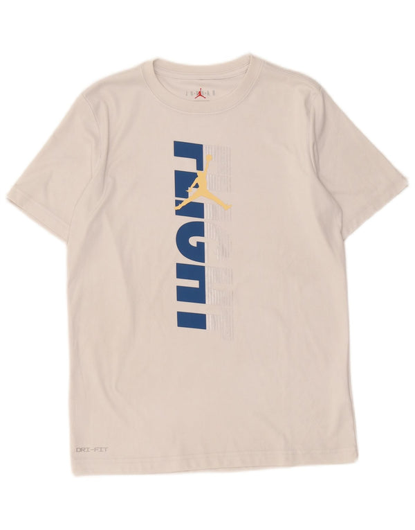 Jordan Boys Dri Fit Graphic T-Shirt Top 13-14 Years XL Grey Polyester
