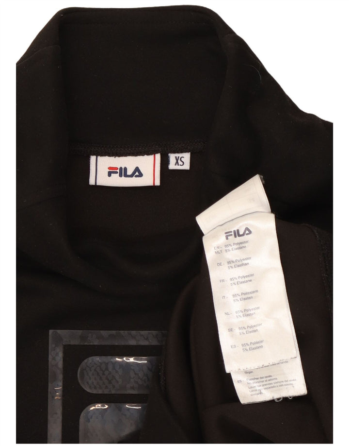 Fila Womens Crop Oversized Graphic Top Long Sleeve UK 6 XS Black Polyester