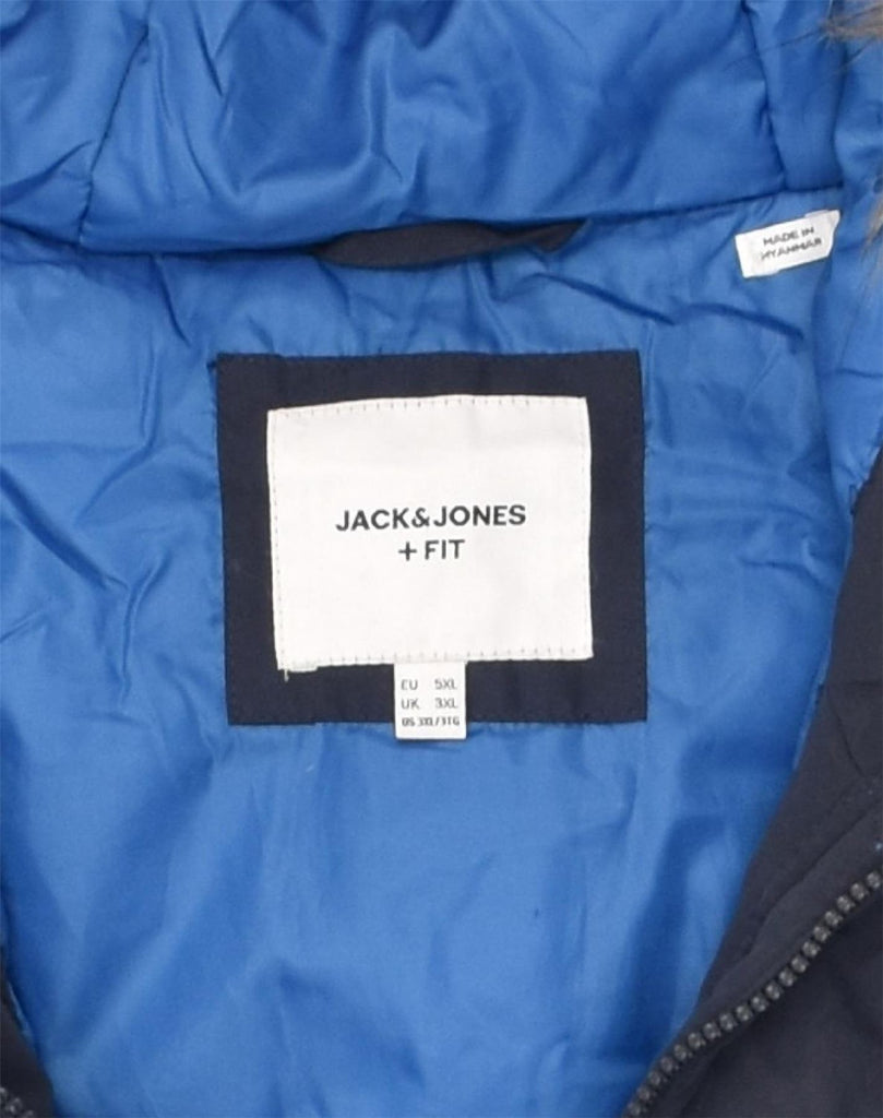 JACK & JONES Mens Hooded Padded Jacket UK 46  3XL Navy Blue Polyester | Vintage Jack & Jones | Thrift | Second-Hand Jack & Jones | Used Clothing | Messina Hembry 