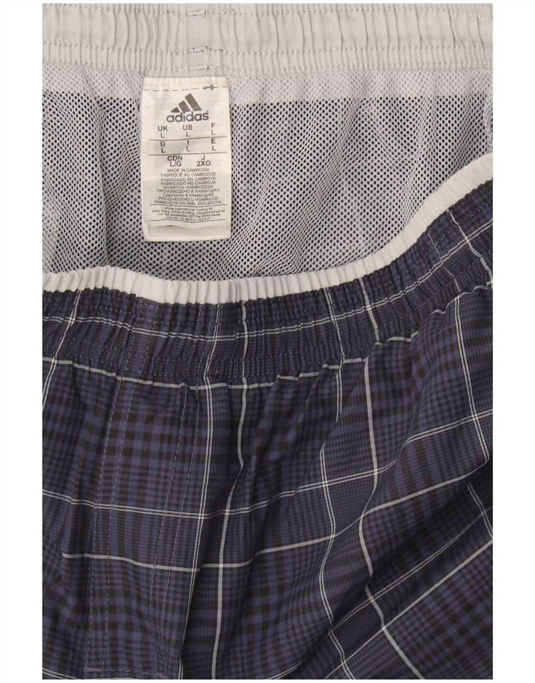 Adidas Mens Sport Shorts Large  Navy Blue Check Polyamide