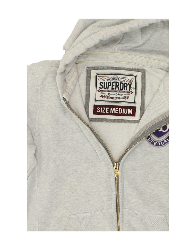 SUPERDRY Womens Zip Hoodie Sweater UK 14 Medium Grey Cotton | Vintage Superdry | Thrift | Second-Hand Superdry | Used Clothing | Messina Hembry 