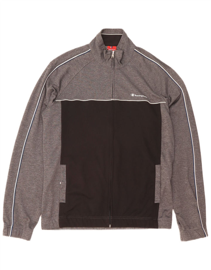 CHAMPION Mens Tracksuit Top Jacket XL Grey Colourblock Polyester