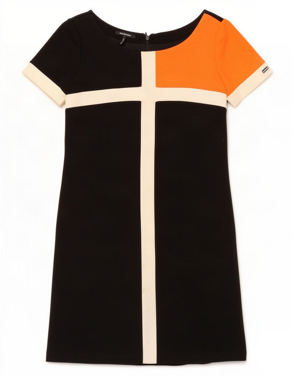 Roccobarocco Womens A-Line Dress IT 48 XL Black Colourblock Viscose