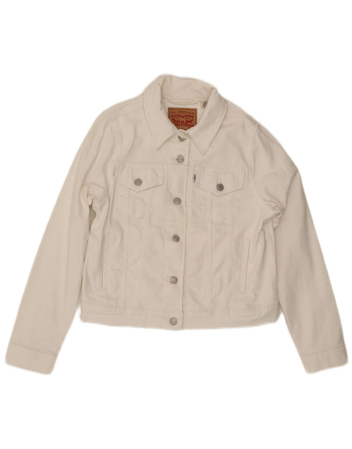 Levi's Womens Crop Denim Jacket UK 14 Medium White