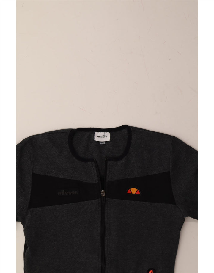 ELLESSE Womens Tracksuit Top Jacket UK 10 Small Grey Colourblock Cotton Vintage Ellesse and Second-Hand Ellesse from Messina Hembry 