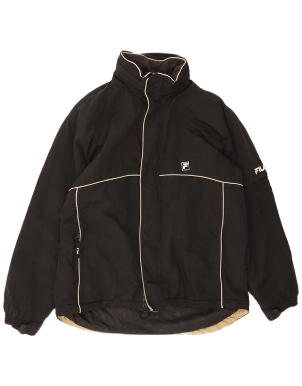 Fila Mens Hooded Padded Jacket UK 40 Large Black Polyamide